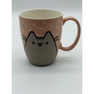Pusheen the Cat Polka Dot Stoneware Mug 12 oz Peach Pink Coffee Cup
